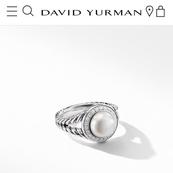David Yurman Pearl Ring with Pave Diamonds - Picture 2 of 2